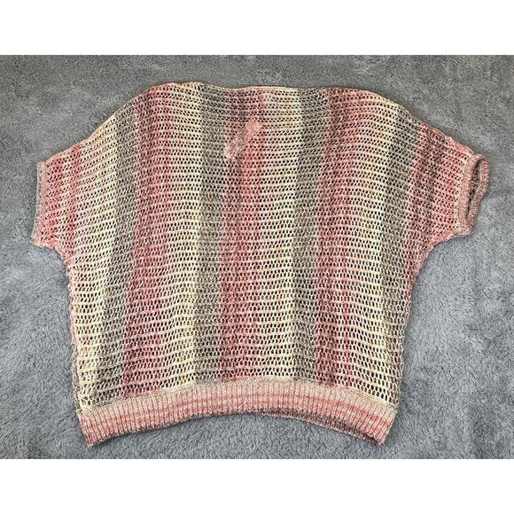 Chicos XL Space-Dye Marlene Pullover Open Knit Short Sleeve Sweater Coastal NWT - Picture 5 of 10